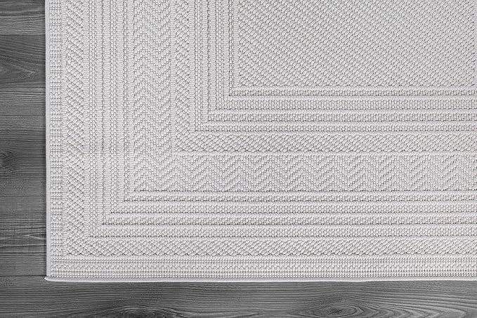 Micro Loop Indoor Rug White 6x9 Boho Geometric Neutral Area Rugs for Living Room Soft Luxury Modern Low and High Pile Durable Stain Resistant Non-Shedding Indoor Area Carpet 6 x 9