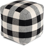 Anji Mountain Artisan Crafted Cotton Blend Pouf Ottoman | Versatile Floor Seating & Footstool for Living Room | Modern Boho Home Décor Accent | Filled Pouffe