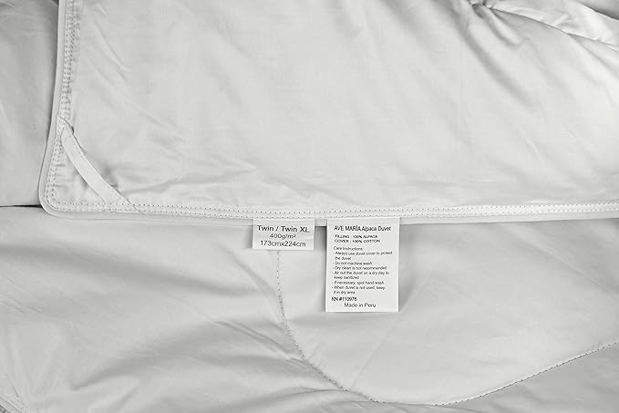 Down Alternative Duvet Comforter 100% Peruvian Alpaca Wool Fill - All-Season Hypoallergenic Thermal Control - All natural sustainable, Twin/Twin X-Large