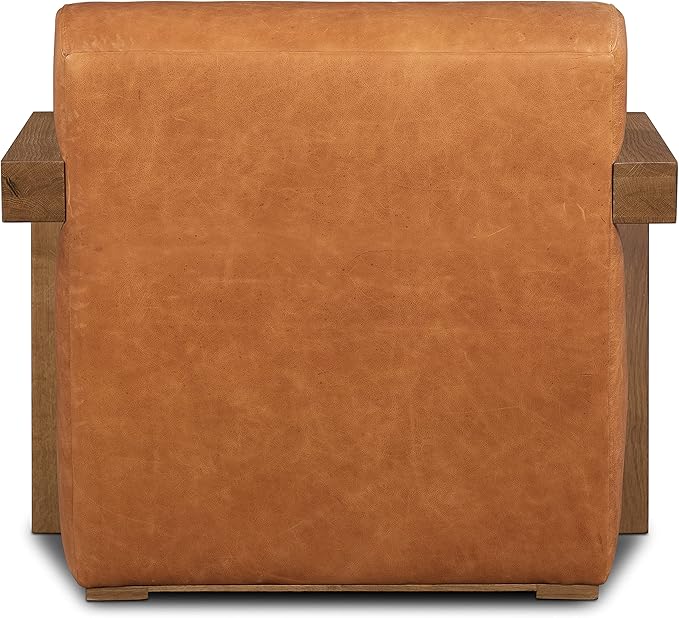 Poly & BARK Giza Lounge Chair in Full-Grain Pure-Aniline Italian Tanned Leather in Cognac Tan Leather