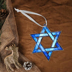 FLAGWIX Christmas Hanukkah Gifts for Women Men - Acrylic Christmas Ornament for Tree Decorations - Hamsa Hand Ornaments Decor, Star of David Tree Topper, Spiritual Religious Gifts for Mom Grandma