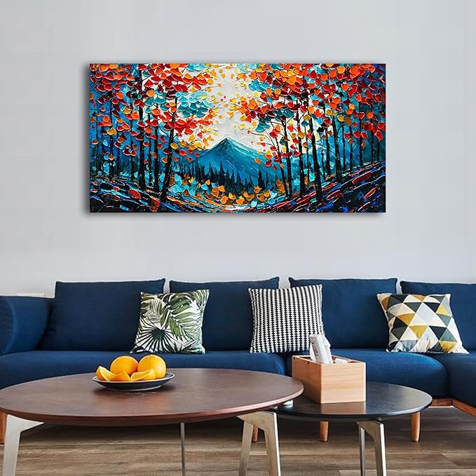 Forest Landscape Hand Painted Art Oil Painting Natural Landscape Oil Painting Large Canvas Wall Art Decoration 24×48 Inches