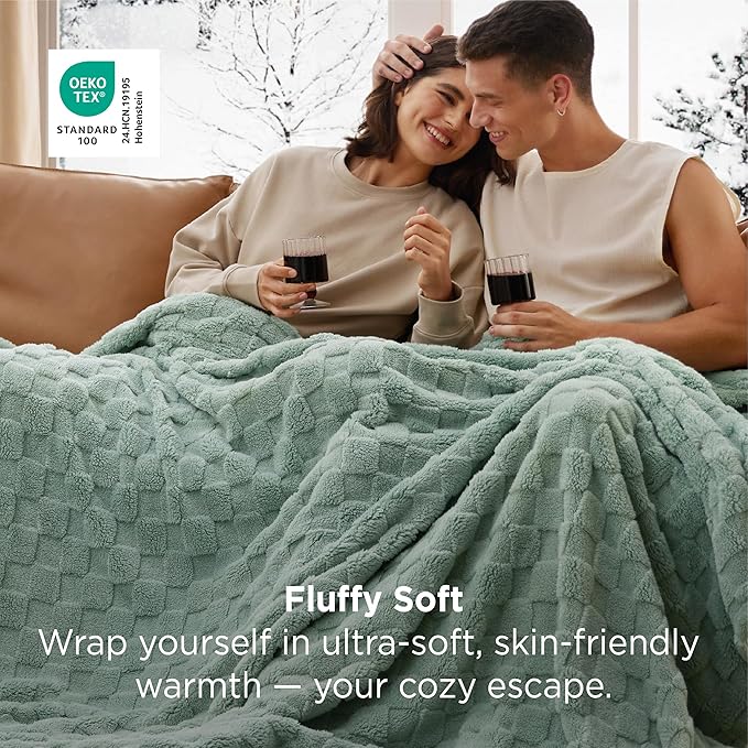 Bedsure GentleSoft King Size Blanket for Bed - Super Soft Cozy Blankets for Women Men Girls, Large Fuzzy Fleece Throw for Bedroom Decor, Sage Green,108x90 Inches