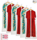 Clear Garment Bags for Long Gowns, Vinyl Dress Storage Bags, Zippered Plastic Protector for Dresses, 24"x60", 6 Pack