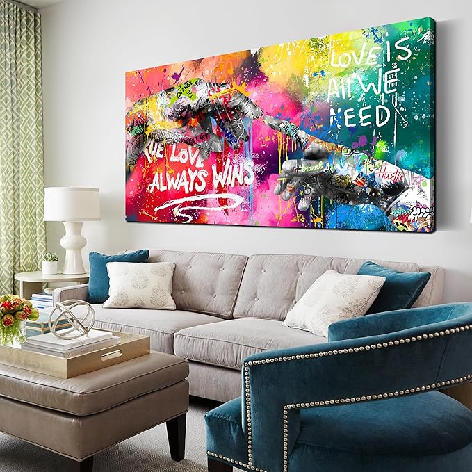 CIRABKY Large Colorful Wall-Art for Living Room - Graffiti Wall Art Canvas - Hand of God Art Prints Posters Size 29" x 59"
