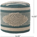 Christopher Knight Home Lucknow Pouf, White + Teal Small