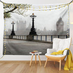 Ambesonne London Tapestry, Big Ben View from the Street Palace of Westminster Touristic Britain, Fabric Wall Hanging Decor for Bedroom Living Room Dorm, 30" X 45", Off White Brown