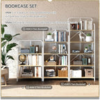 4NM No Assembly Folding Bookshelf, 4 Tiers Collapsible Book Shelves Open Industrial Foldable Storage Bookcase Shelf for Bedroom, Living Room, Home Office - Natural and White
