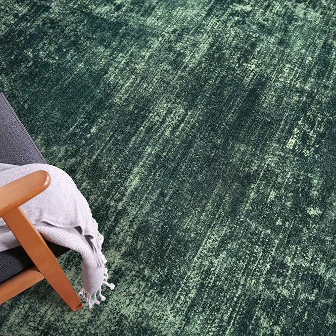IOHOUZE Abstract Runner Rug 3x14 Ft Washable Runners for Hallways, Non Slip Kitchen Runner Printed Faux Wool Entryway Runner Indoor, Modern Abstract Floor Carpet for Hall Stair, Dark Green