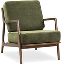 Poly & BARK Verity Fabric Accent Chair – Fabric Armchair with Walnut Wood Frame – Fashion-Forward Lounge Seating for Living Room – Upholstered in Distressed Green Velvet for Modern Style