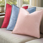 decorUhome Spring Chenille Soft Cozy Throw Pillow Covers 12x20 Set of 2, Modern Farmhouse Boho Velvet Decorative Pillow Cases with Stitched Edge for Couch Sofa Bed Home Decor, Christmas Red