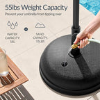 Best Choice Products Fillable Umbrella Base Stand Round Dome Plastic Patio Umbrella Base Stand, Pole Holder for Outdoor, Lawn w/ 55lbs Weight Capacity, Adjustment Knob - Black