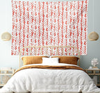 Ambesonne Coral Tapestry Twin Size, Hand Painted Braids Vertical Pattern Bohemian Hipster Fashion Chevron Art, Wall Hanging Bedspread Bed Cover Wall Decor, 68" X 88", White Coral