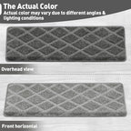 PURE ERA Bullnose Carpet Stair Treads Set Tape Free Non-Slip Indoor Stair Protectors Pet Friendly Rugs 9.5" x 30"(14 Pieces,Grey Diamond Trellis)
