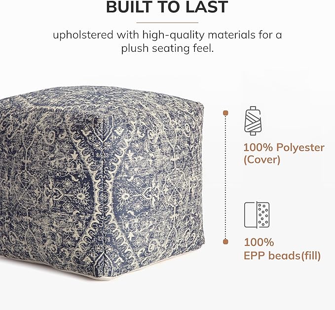 Anji Mountain 100% Handmade & Handcrafted Comfortable Home Décor Pouf Ottoman Footrest for Living Room, Bedroom, Nursery, Kidsroom, Patio Furniture - Hanalei