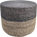Jute Pouf Ottoman | Footrest Pouf | Hand Braided - Round Boho Pouffe - for Living Room, Bedroom, Nursery (20"x20"x10") Grey