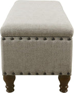HomePop Large Storage Bench with Nailhead Trim - Taupe and Cream
