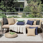 MIULEE Pack of 2 Decorative Outdoor Solid Waterproof Throw Pillow Covers Faux Linen Garden Farmhouse Cushion Cases for Patio Tent Balcony Couch Sofa 20x20 Inch Light Tan