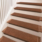 PURE ERA Bullnose Carpet Stair Treads Set Tape Free Non-Slip Indoor Stair Protectors Pet Friendly Rugs Covers Soft Skid Resistant Washable Reusable 9.5" x 30"(14 Pieces,Brown)