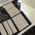 PURE ERA Carpet Stair Treads Tape Free Non Slip Indoor Stair Carpet Stair Protectors Pet-Friendly Non-Slip Skid Resistant Washable Reusable 8" x 30"(14 Pieces,Cream Gray Mini-Diamond Trellis)