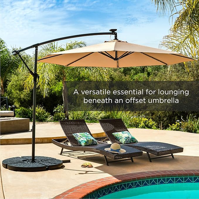 Best Choice Products 4-Piece 158lb Capacity Cantilever Offset Patio Umbrella Circular Base Stand w/Carry Handles, Easy-Fill Spouts, Base Connector Hooks, UV Stability - Black