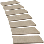 PURE ERA Bullnose Carpet Stair Treads Set Tape Free Non-Slip Indoor Stair Protectors Pet Friendly Rugs Covers Soft Skid Resistant Washable Reusable 9.5" x 30"(7 Pieces,Cream Gray)