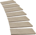 PURE ERA Bullnose Carpet Stair Treads Set Tape Free Non-Slip Indoor Stair Protectors Pet Friendly Rugs Covers Soft Skid Resistant Washable Reusable 9.5" x 30"(2 Pieces,Cream Gray)