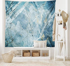 Ambesonne Marble Print Tapestry King Size, Exquisite Granite Stone Architecture Floor Nature Faded Rock Picture, Wall Hanging Bedspread Bed Cover Wall Decor, 104" X 88", Pale Blue Grey