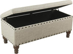 HomePop Large Storage Bench with Nailhead Trim - Taupe and Cream