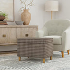 Spatial Order Home Decor | Dinah Collection Modern Storage Ottoman | Ottoman with Storage for Living Room & Bedroom(Brown Windowpane Fabric)