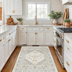 4x6 Area Rugs for Living Room, Non-Slip Backing Small Kids Rugs for Bedroom, Vintage Floral Rug Home Decor, Low Pile Soft Washable Rug for Kitchen, Dining Room (Beige,4'x6')