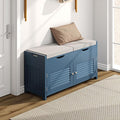ChooChoo Shoe Storage Bench with Lift Top Storage, Entryway Bench with 2 Cushioned Seats, 3 Compartments, Adjustable Shelf, Shoe Cabinet for Entryway, Bedroom, Living Room, Blue