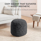 Anji Mountain Artisan Crafted Cotton Blend Pouf Ottoman | Versatile Floor Seating & Footstool for Living Room | Modern Boho Home Décor Accent | Filled Pouffe