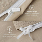 Bedsure Luxury Waffle Duvet Cover King Size - Textured Duvet Cover Set, Soft, Breathable Bedding Set (104"x90") with 2 Pillow Shams for All Season, Khaki, Comforter Not Included