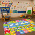 KC Cubs 5x7 ABC Alphabet, Seasons, Months & Days Rug – Educational Play Mat Carpet for Kids, Toddlers, Nursery, Classroom, Playroom, Baby Daycare