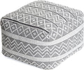 Anji Mountain 100% Handmade & Handcrafted Comfortable Home Décor Pouf Ottoman Footrest for Living Room, Bedroom, Nursery, Kidsroom, Patio Furniture - (22" x 22" x 16"- Gray,Ivory)