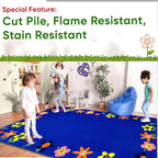 KIDCARPET.COM Alphabet Garden Rectangle Classroom Rug | Bordered Area Rug for Preschool Daycare Learning, 4' x 6'