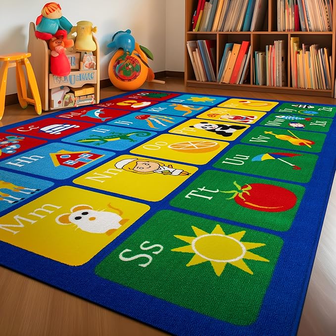 Rugshop Kids Alphabet Educational Learning High Traffic Living Room,Bedroom,Kitchen, Home Office Non Slip Area Rug 5' x 7' Multi