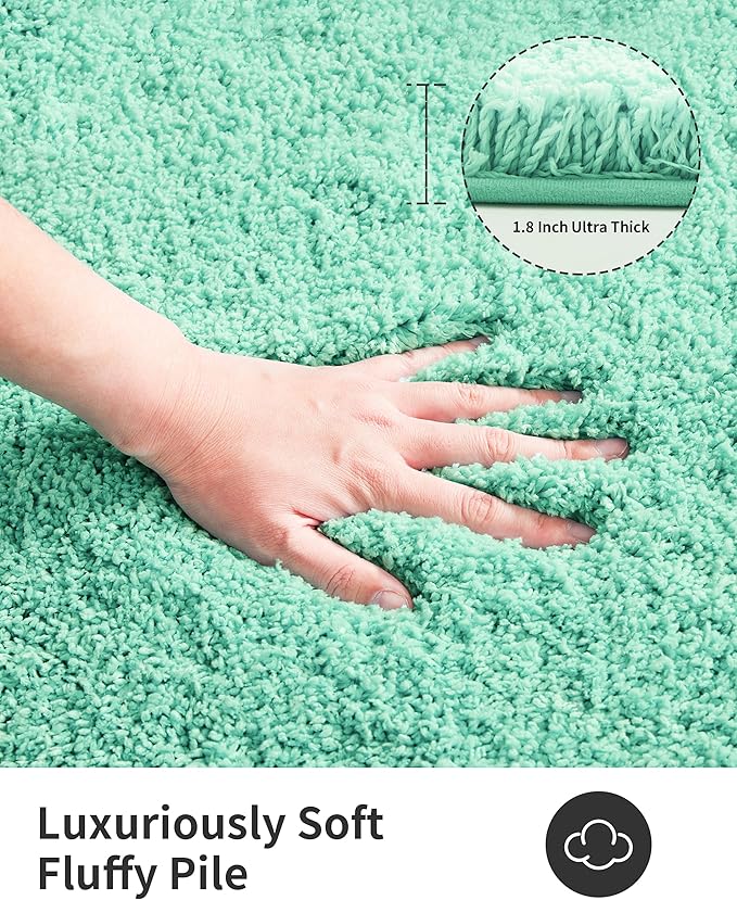 ILANGO Spa Blue Bathroom Rugs 60" × 24" Non Slip & Super Absorbent Thick Soft, Washable Bath Carpet Runner for Floor, Microfiber Plush Shaggy Bath Mats with Rubber for Bedroom Bathtub Shower Room