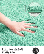 ILANGO Spa Blue Bathroom Rugs 60" × 24" Non Slip & Super Absorbent Thick Soft, Washable Bath Carpet Runner for Floor, Microfiber Plush Shaggy Bath Mats with Rubber for Bedroom Bathtub Shower Room