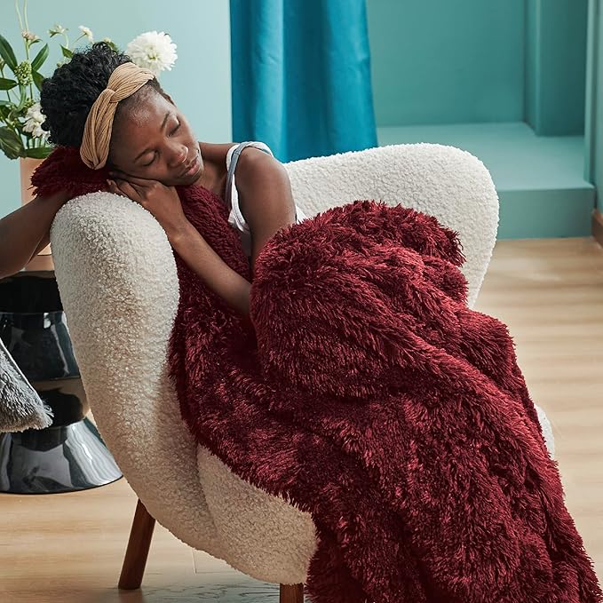 Bedsure GentleSoft Fluffy Burgundy Red King Size Blanket for Bed, Thick Soft Sherpa Faux Fur Fleece Bedding Fuzzy Plush Winter Warm Heavy Big Large King Blanket, Cozy Red Gifts for Men Women, 108x90