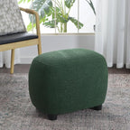 KINWELL Round Boucle Upholstered Ottoman Chair, Footstool with Soft Padded Seat, Fully Assembled Modern Sofa Couch Footrest, Extra Seating for Bedroom Entryway,Green(18.5" D x 23" W x 16.5" H)