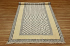 Kilim Runner 4x15 Cotton Runner Rug Beige & Black Flatweave Runner 0.19 inches Stone Easy Washable Hand Wash Cotton Carpet Indoor Outdoor Runner Rugs for Hallway, Staircases, Corridor Runner