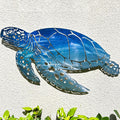 LiveInUrban Coastal Wall Art Sea Turtle Metal Wall Sculptures, Ocean Beach Themed Metal Hanging Home Decoration 15.6"x11.8"