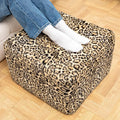 20x20x14 Inches Fluffy Square Pouf Ottoman - Plush Furry Ottoman Foot Rest Stool with High-Density Foam, Versatile Floor Seating for Living Room (Leopard Print)