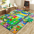HOMORE Kids Educational Rug, Kids Collection Area Rug for Learning Alphabet, Numbers, Colors, Season and Animal Words, Playmat for Classroom Playroom, 4x6 Feet Green