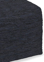 SIMPLIHOME Fredrik Square Pouf - 18 inch Wide Genuine Woven Leather Ottoman in Dark Blue, Boho-Style Footstool or Extra Seating for Living Room or Bedroom with Polystyrene Bead Filling, Assembled