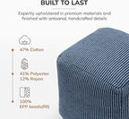 Anji Mountain 100% Handmade & Handcrafted Comfortable Home Décor Pouf Ottoman Footrest for Living Room, Bedroom, Nursery, Kidsroom, Patio Furniture - (20" x 20" x 20" - Sailor Blue)