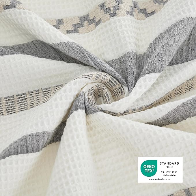 Bedsure Waffle Weave Duvet Cover King - 100% Cotton Boho Duvet Cover with 2 Pillowcases - Cream White Textured Comforter Cover with Zipper Closure (King, 104"x90")