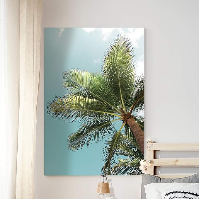 Renditions Gallery Canvas Nature Wall Art Home Paintings & Prints Palm Tree Sky View Glam Romantic Artwork Wall Hanging Decorations for Bedroom Living Room Office Kitchen - 32"x48" LT06